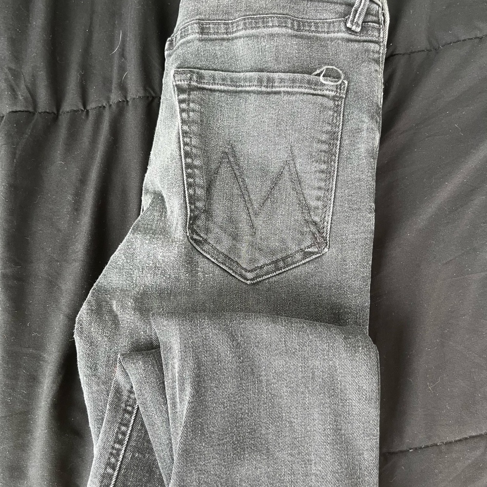 MOTHER Black Ankle Fray Jeans